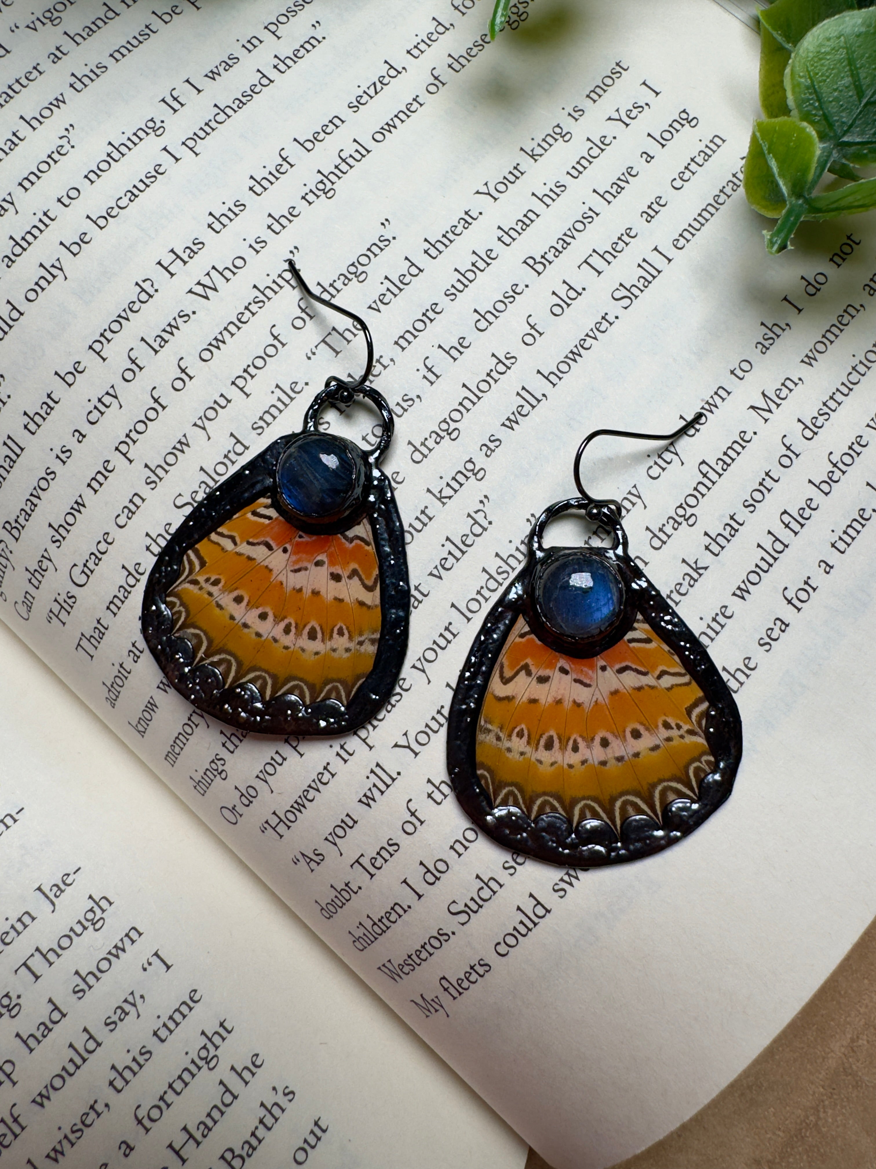Butterfly Wing and Labradorite Earrings by Copper Ashes