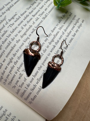 Sharks Tooth Earrings detail view by Copper Ashes