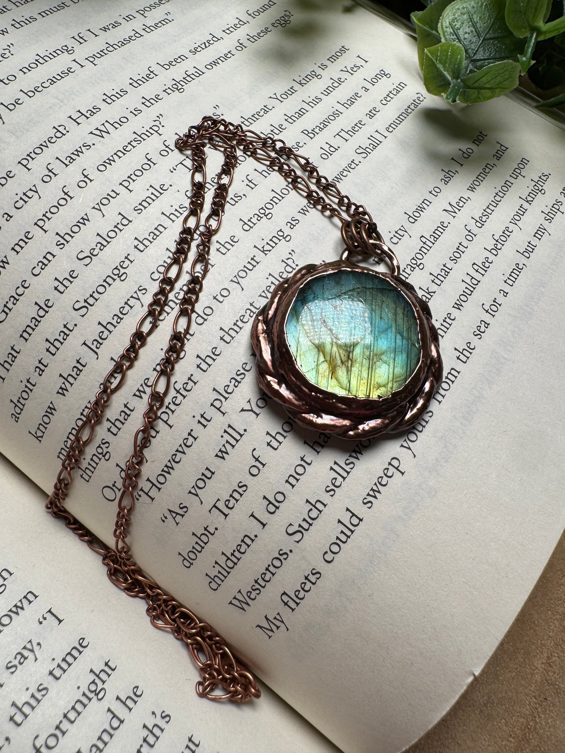 Labradorite Necklace detail view by Copper Ashes