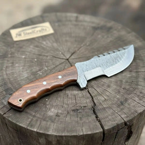Damascus Tracker Knife Multi Edge Fixed Blade Sawback Outdoor Tool by JW SteelCrafts, Damascus knife detail photo 2