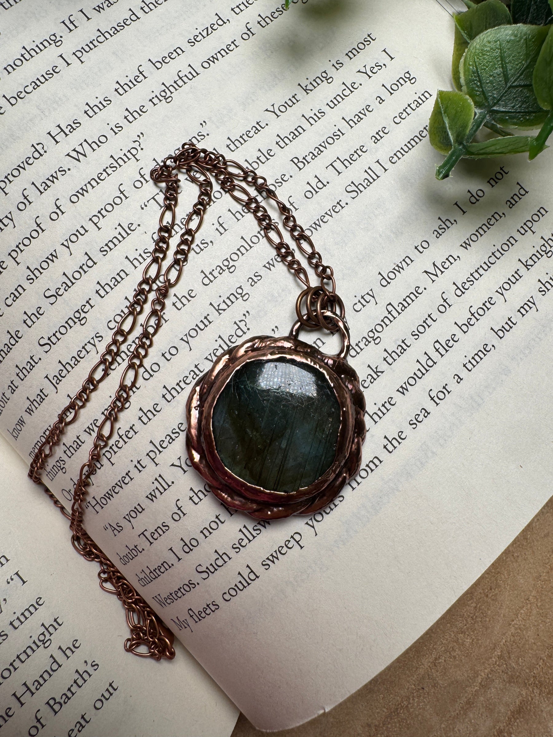 Labradorite Necklace detail view by Copper Ashes