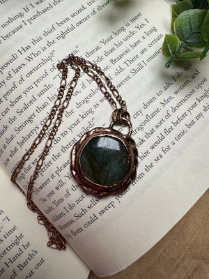Labradorite Necklace detail view by Copper Ashes