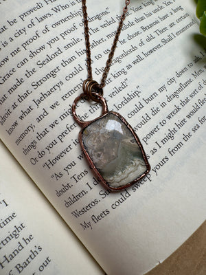 Crazy Lace Agate Necklace detail view by Copper Ashes