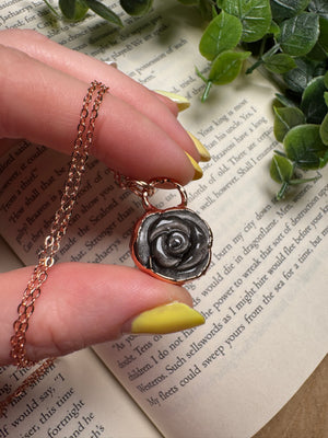 Silver Sheen Obsidian Rose Necklace by Copper Ashes