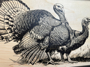 Wild Turkey Pair Gun Concealment Furniture - Handcrafted Hidden Gun Storage Wall Decor - Hidden Safe Furniture with Magnetic