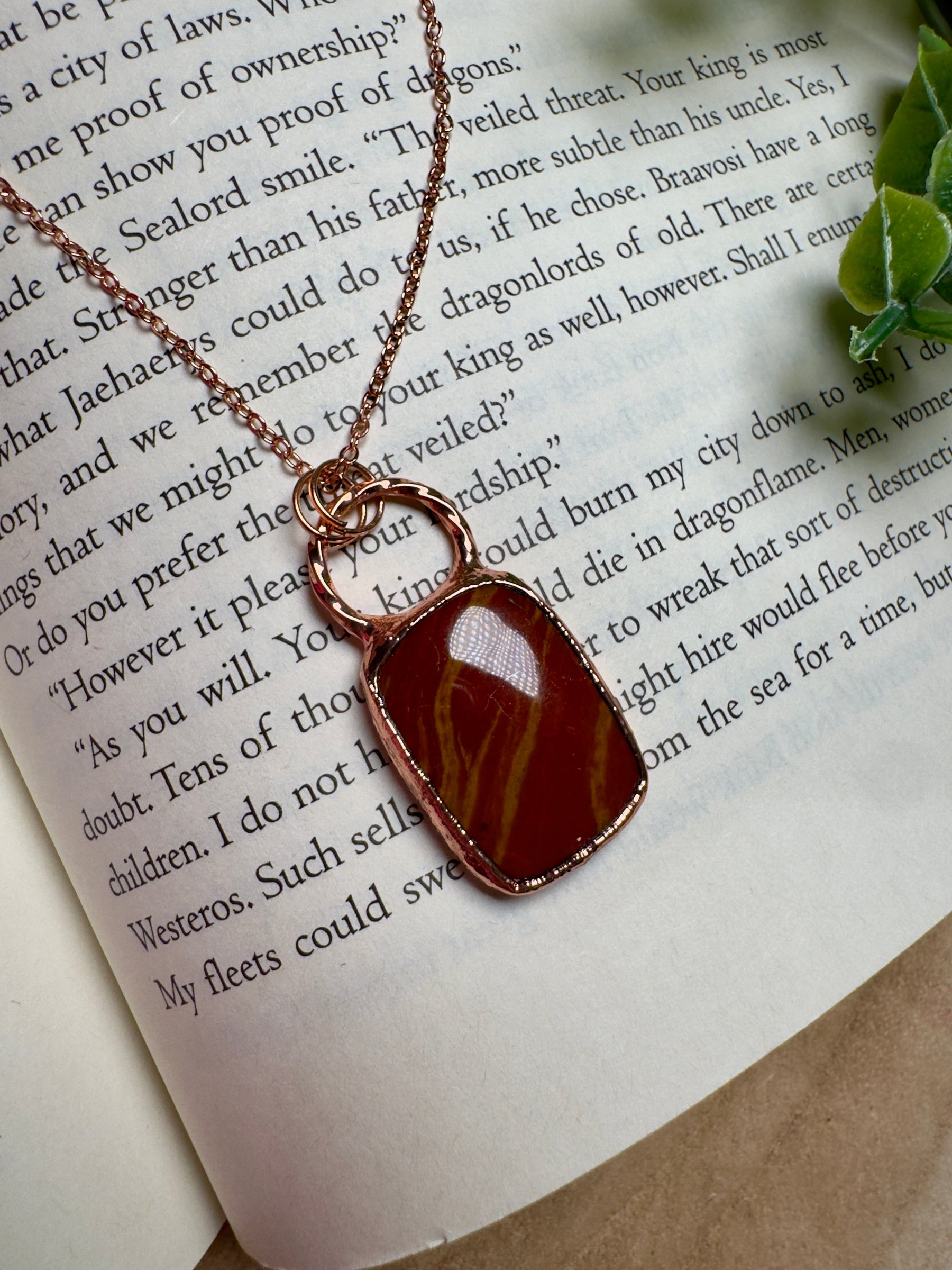 Red Jasper Necklace detail view by Copper Ashes