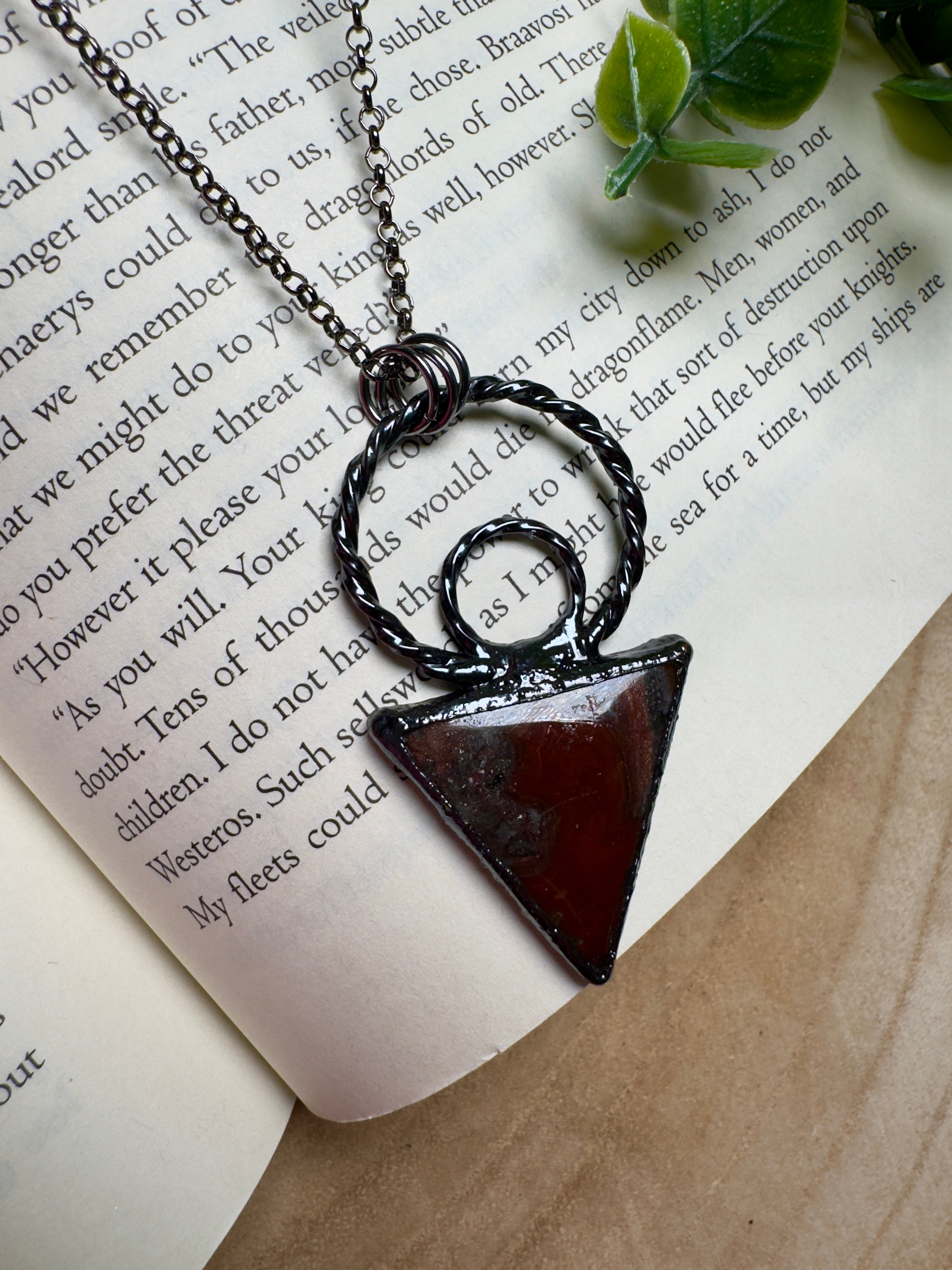Bloodstone Necklace detail view by Copper Ashes