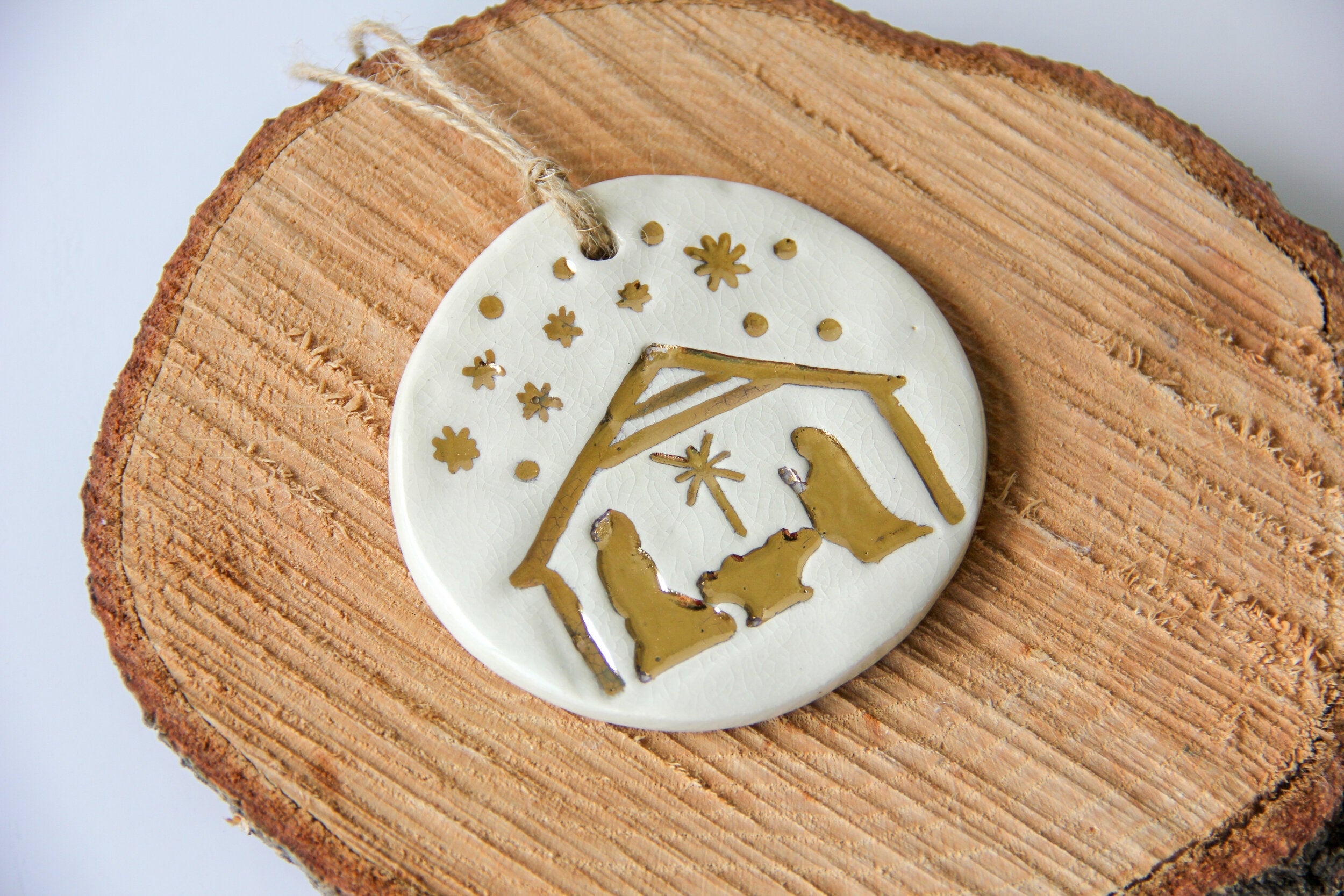 Prodigal Pottery Gold Leaf Nativity Ornament — product view 2