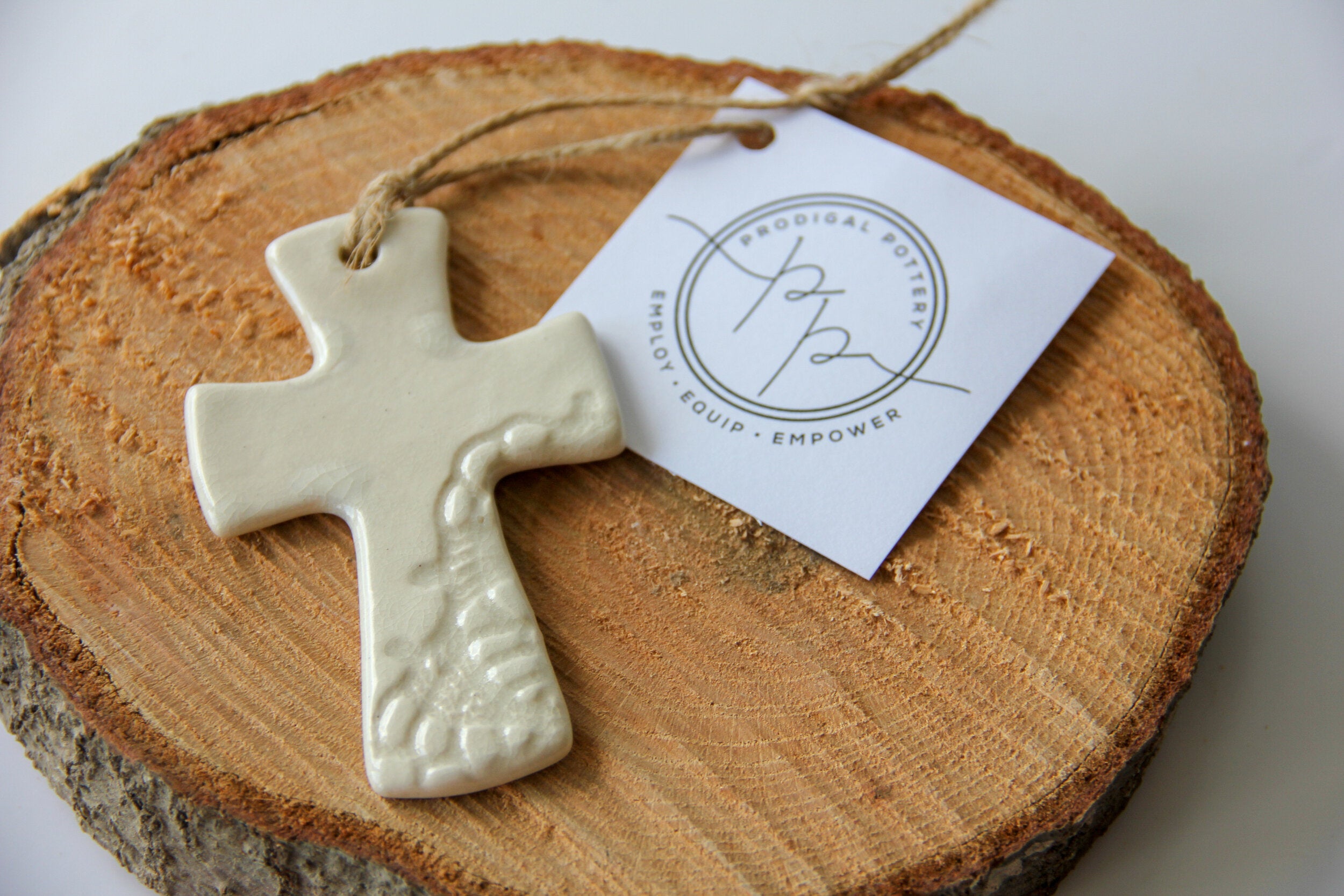Prodigal Pottery Flared Cross Ornament — product view 2