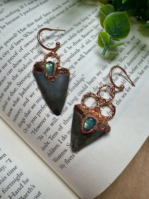 Sharks Teeth and Labradorite Earrings by Copper Ashes