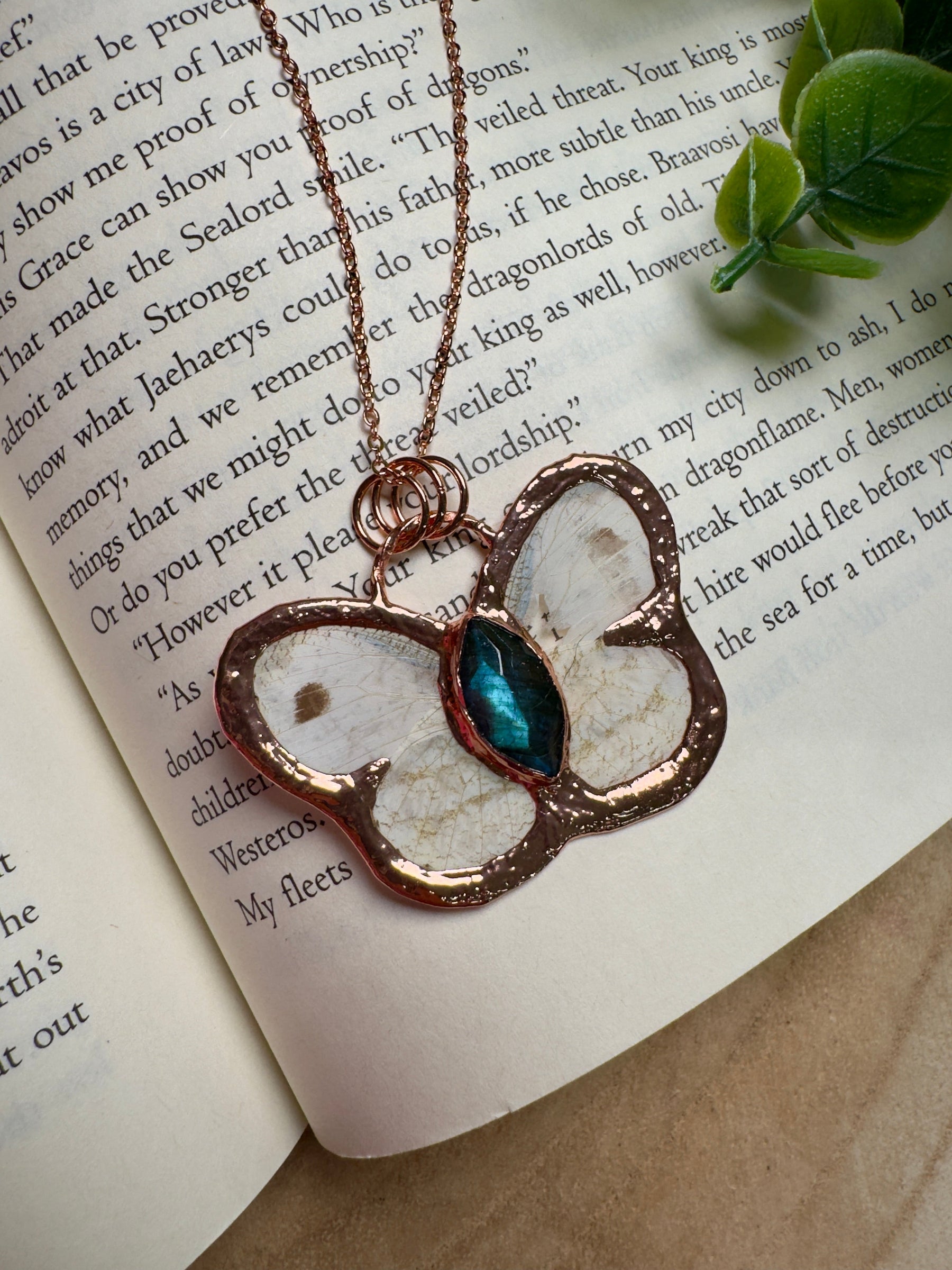 Butterfly and Labradorite Necklace by Copper Ashes