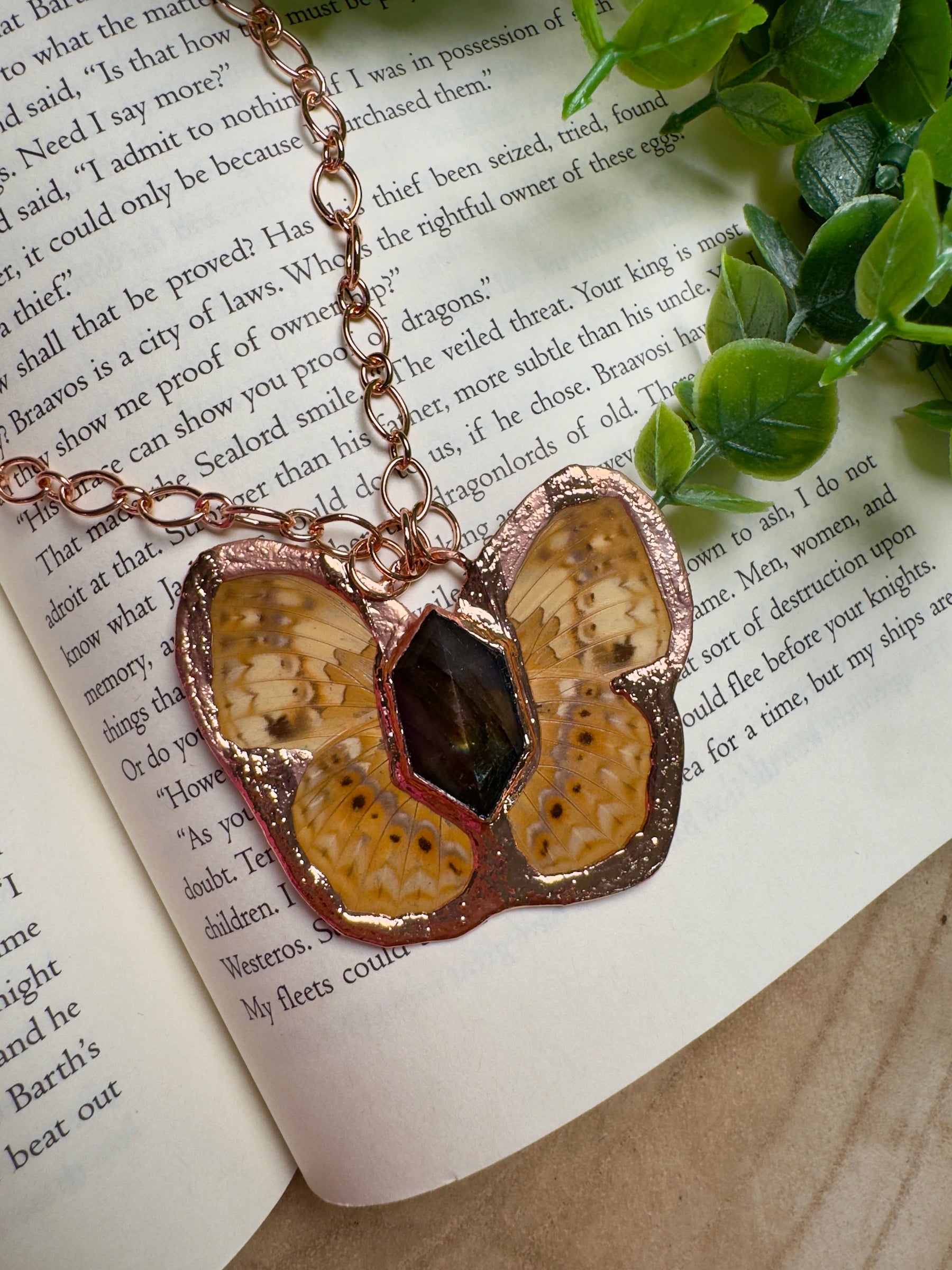 Butterfly and Labradorite Necklace by Copper Ashes