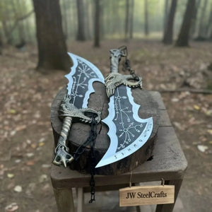 Twin Chaos Replica Inspired Crescent Edge Decorative Sharp Display Pair by JW SteelCrafts, scented candle detail photo 4