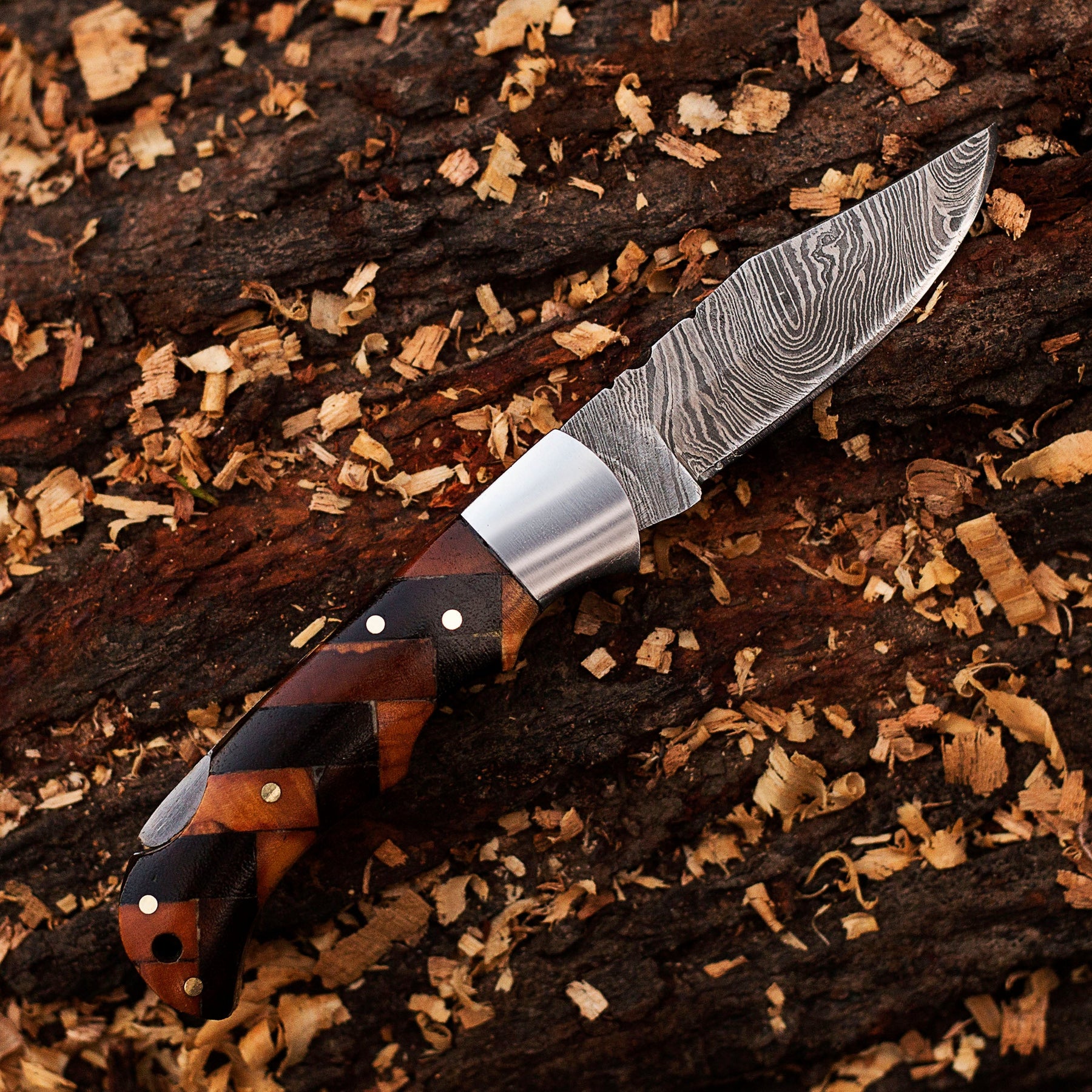 Personalized Damascus Pocket Folding Knife 6.5", Camping Hiking Damascus Pocket Knife, Groomsmen Gift, Gift for Husband, Gift for Him