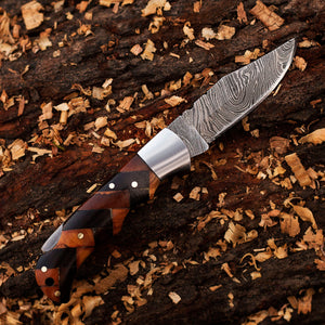 Personalized Damascus Pocket Folding Knife 6.5", Camping Hiking Damascus Pocket Knife, Groomsmen Gift, Gift for Husband, Gift for Him