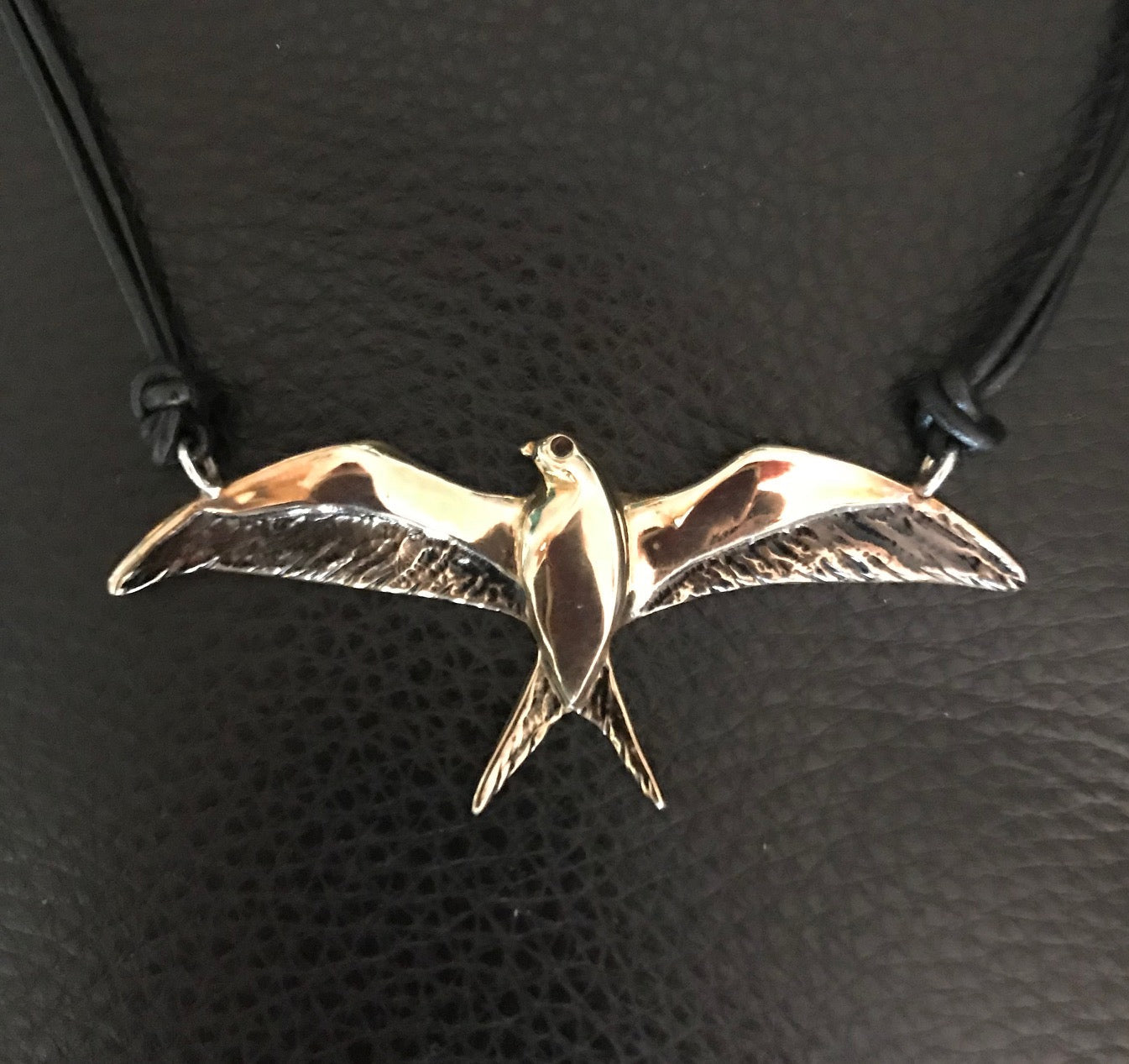 Bronze Swallow Tailed Kite Bird Necklace by Anisa Jewelry