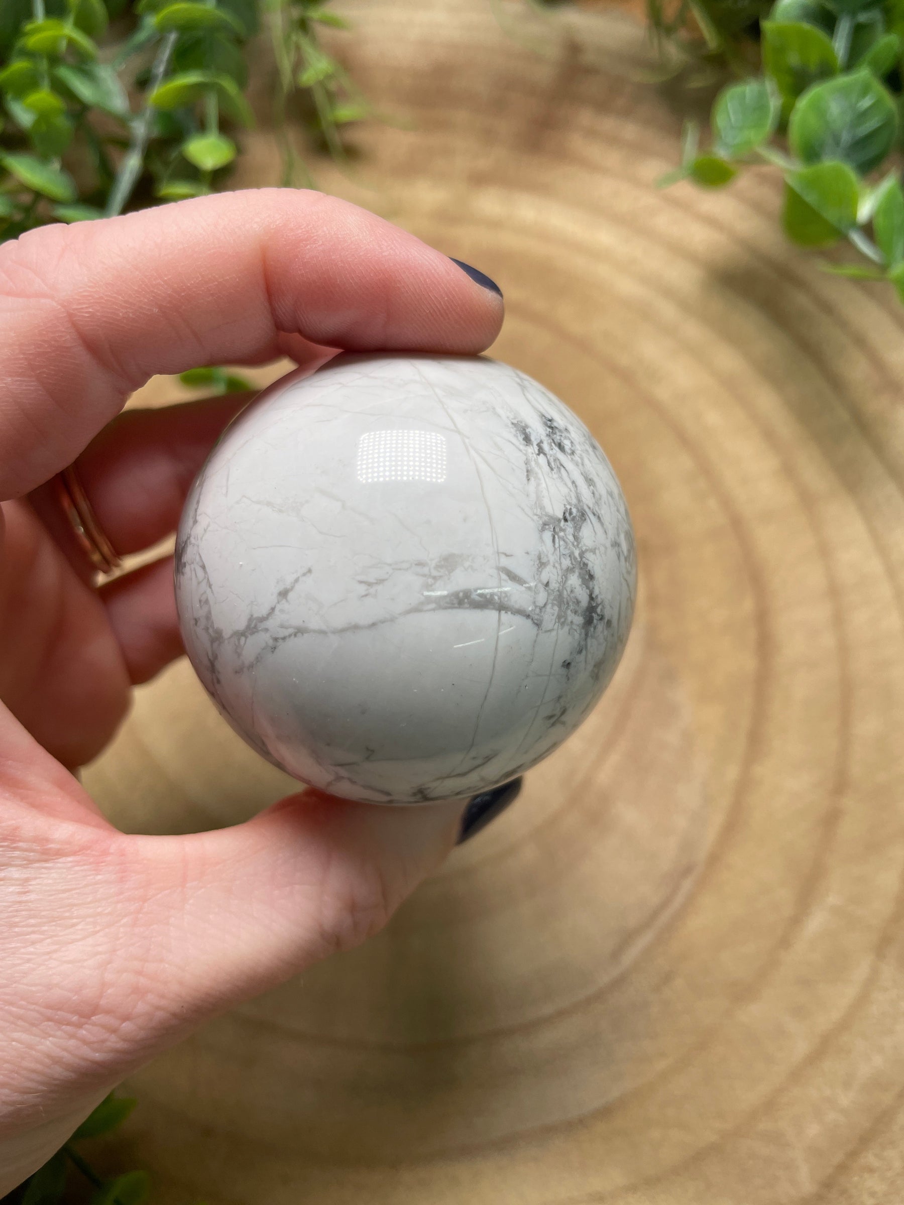 Howlite Sphere detail view by Copper Ashes