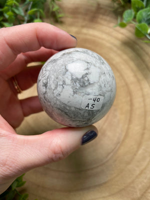 Howlite Sphere detail view by Copper Ashes