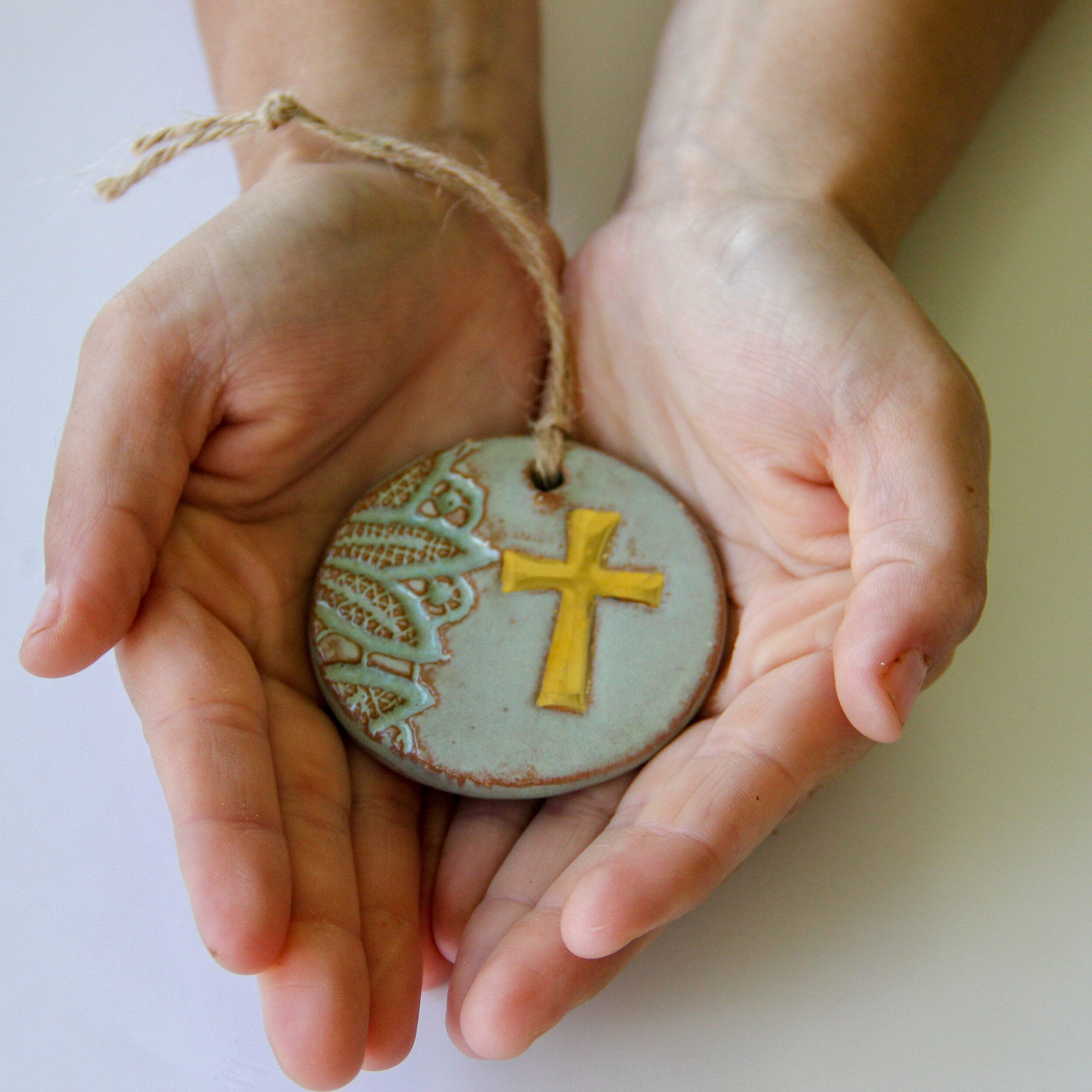 Prodigal Pottery Gold Leaf Cross Ornament — product view 1