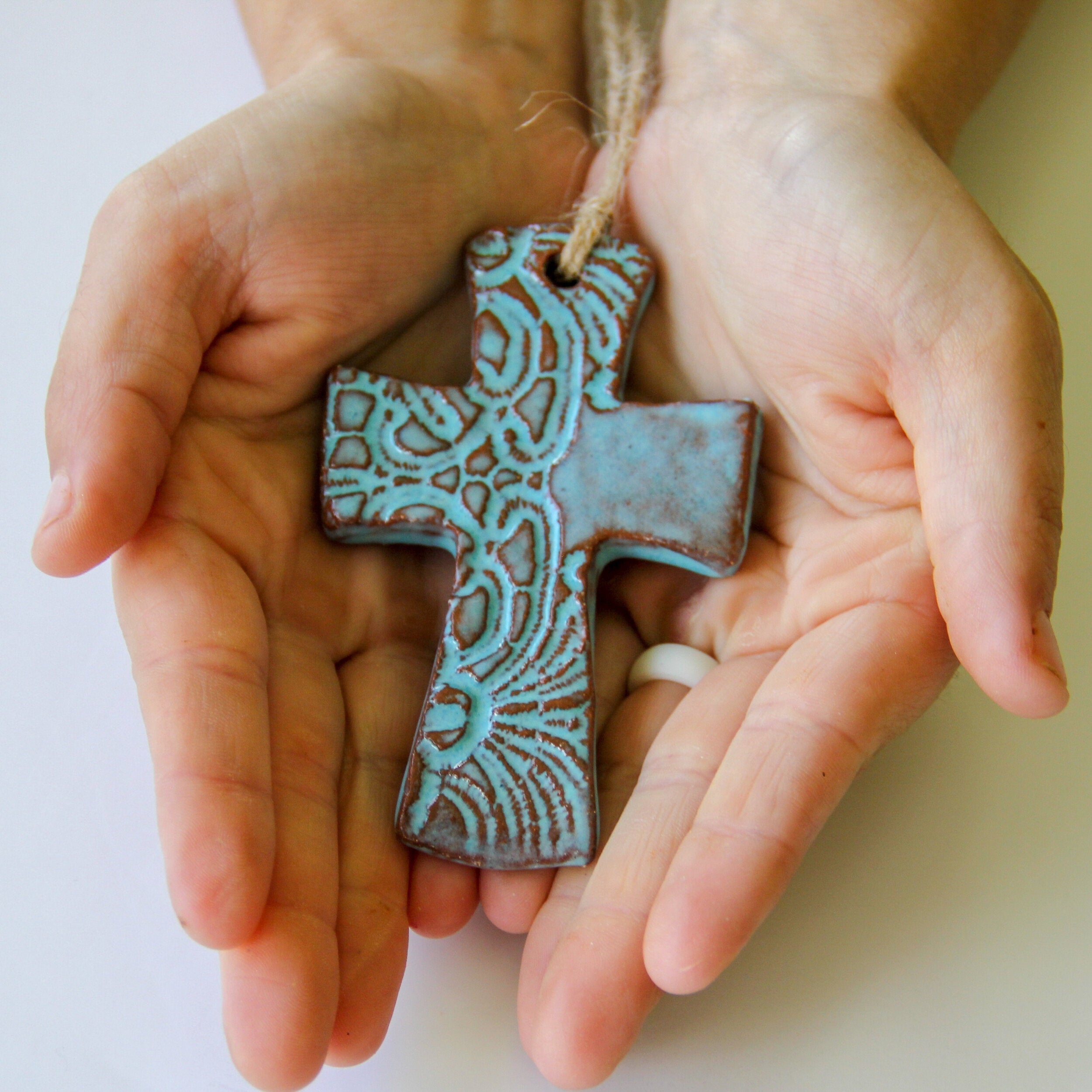 Prodigal Pottery Flared Cross Ornament — product view 1