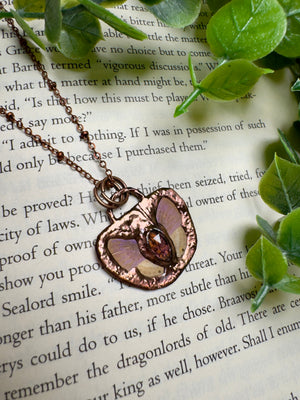 Butterfly and Amethyst Necklace detail view by Copper Ashes