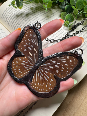 Butterfly and and Labradorite Necklace detail view by Copper Ashes