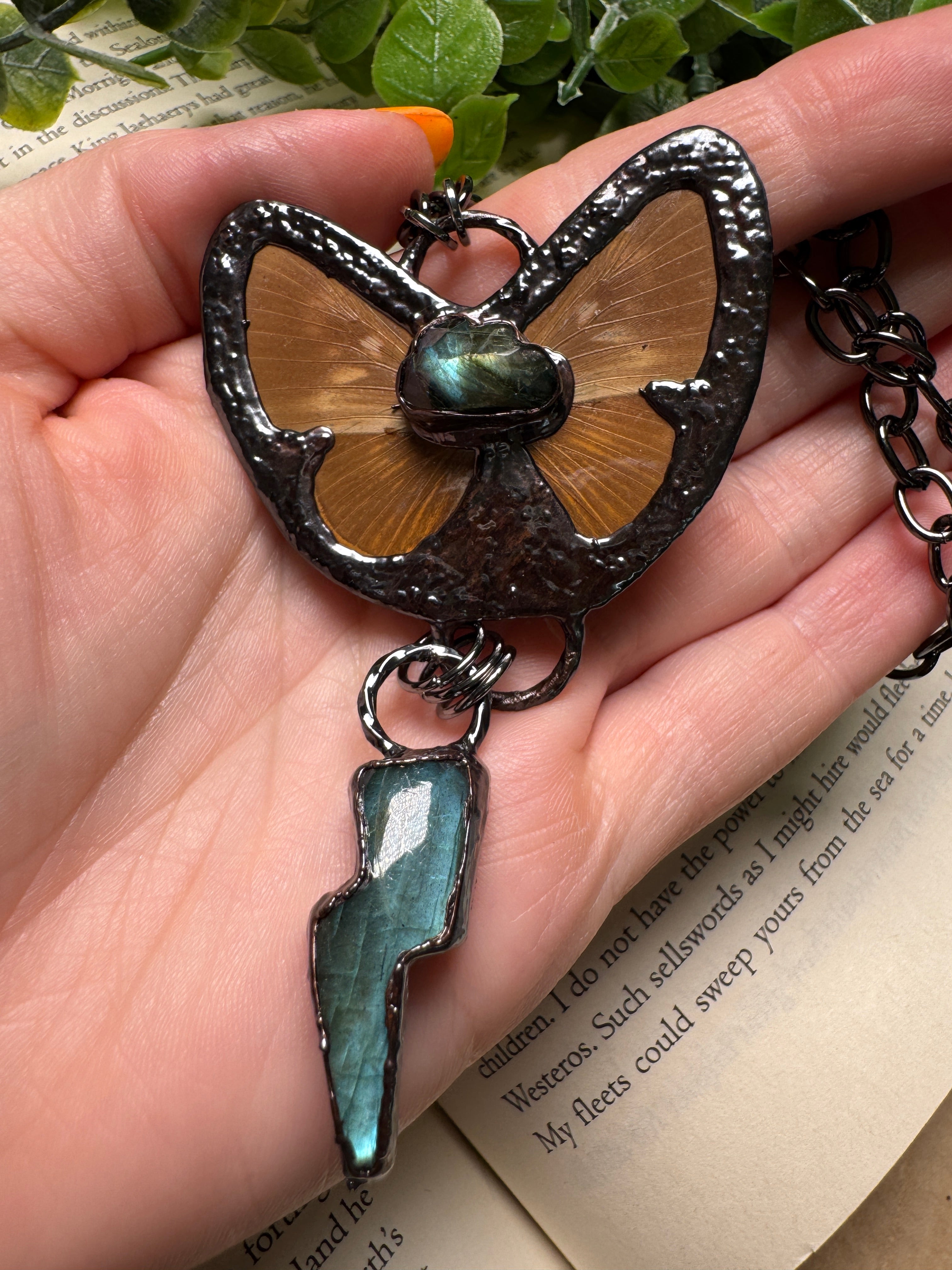 Butterfly and and Labradorite Necklace by Copper Ashes