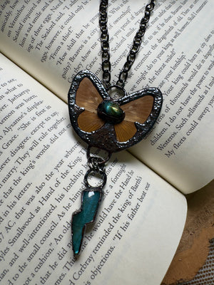 Butterfly and and Labradorite Necklace detail view by Copper Ashes