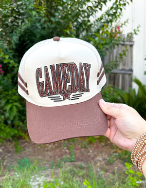 GAMEDAY Leopard Brown Striped Canvas Trucker Hat by Southern Bliss Company