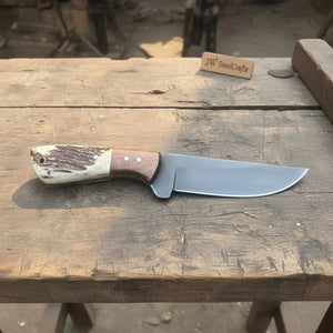 Compact Utility Knife 4 Inch Blade Outdoor Fixed Blade Tool by JW SteelCrafts, Damascus knife detail photo 2