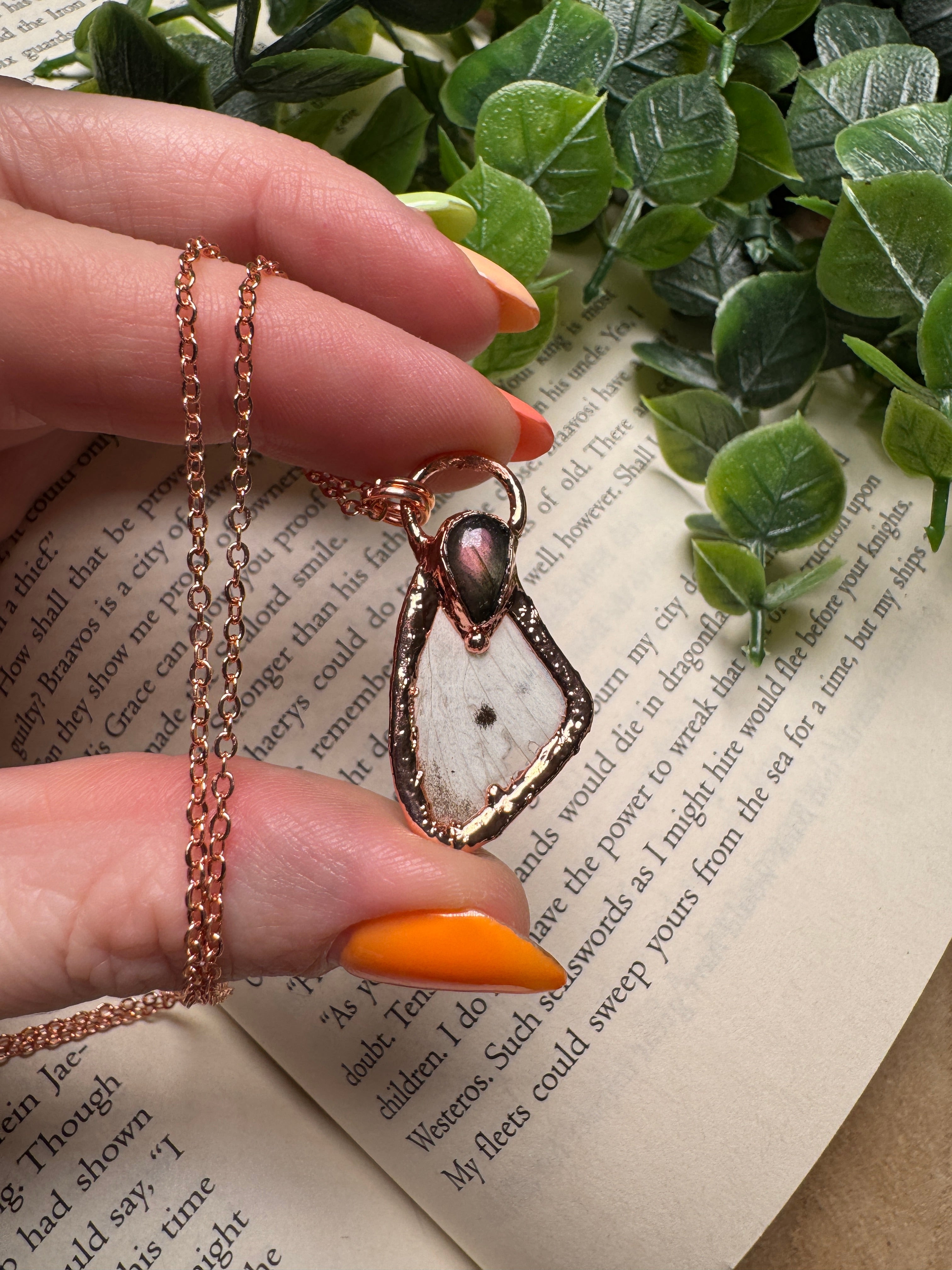 Butterfly Wing and Labradorite Necklace by Copper Ashes