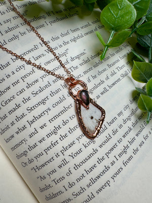 Butterfly Wing and Labradorite Necklace detail view by Copper Ashes