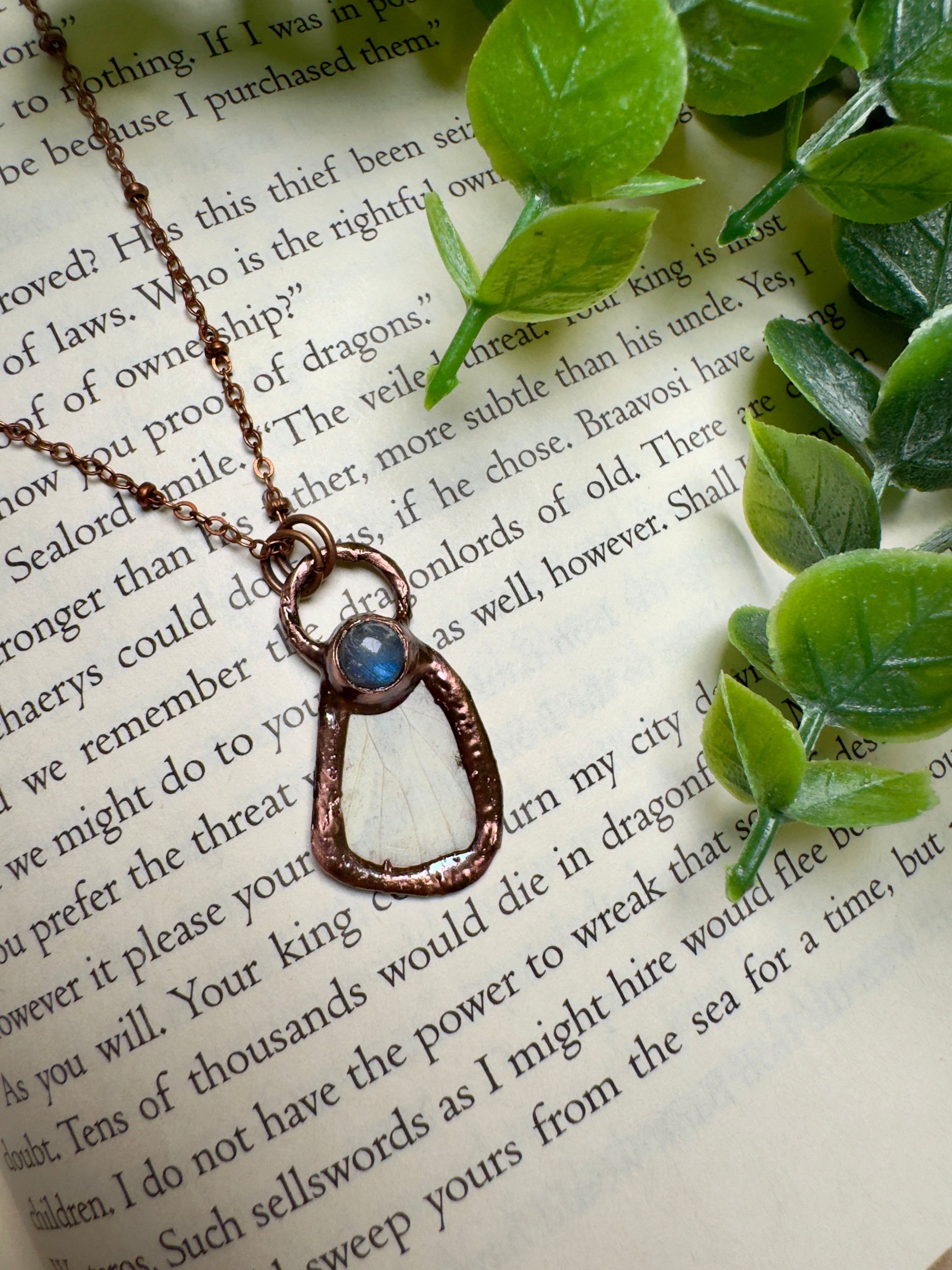Butterfly Wing and Labradorite Necklace by Copper Ashes