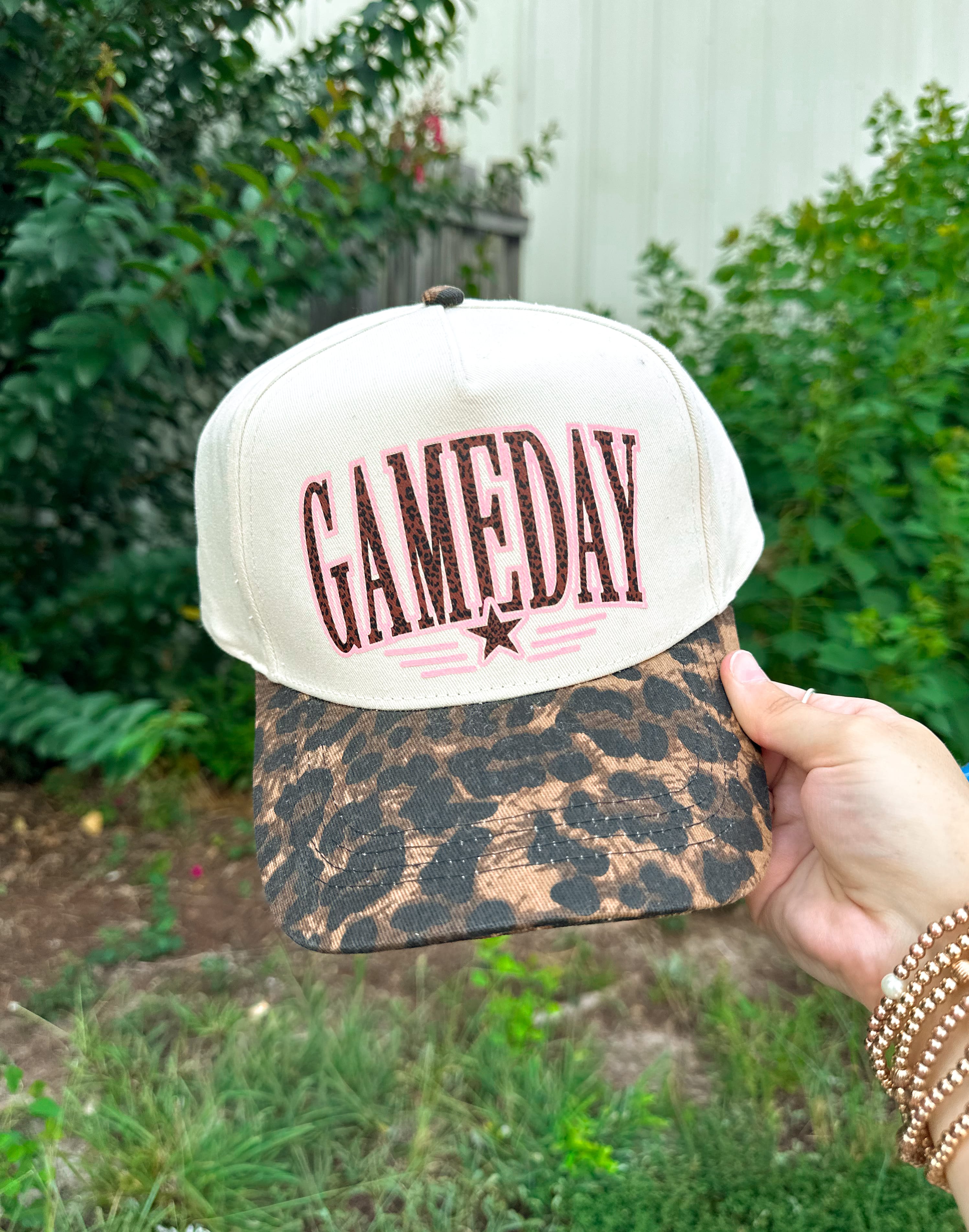Leopard GAMEDAY DARK Washed Leopard Canvas Trucker detail view by Southern Bliss Company