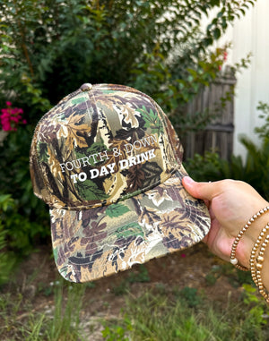Fourth & Down to Day Drink Real Camo Canvas Trucker Hat by Southern Bliss Company