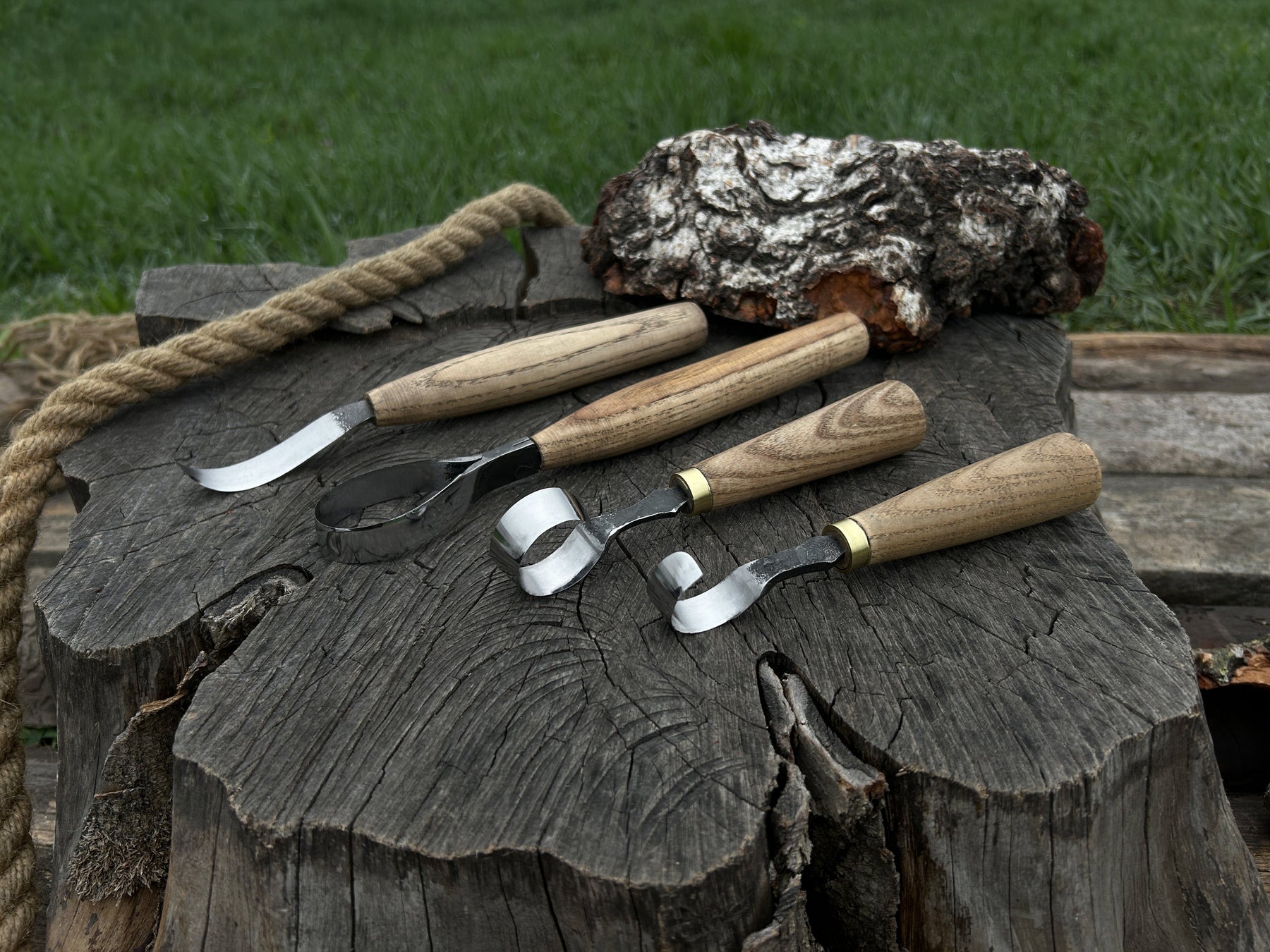 4-Piece Wood Carving Knife Set detail view by Sharky Forged Steel Tools