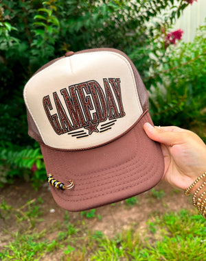Leopard Gameday Tan/ Brown Trucker by Southern Bliss Company