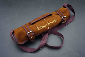 Bone Handle Caping Knife Set with Tooled Leather Roll Case detail view by Divine Knives