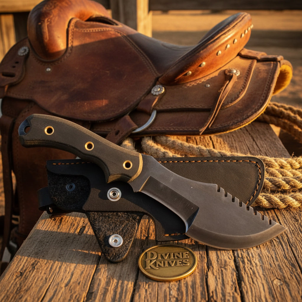 Shadowback Tracker Knife with Sawback Spine by Divine Knives