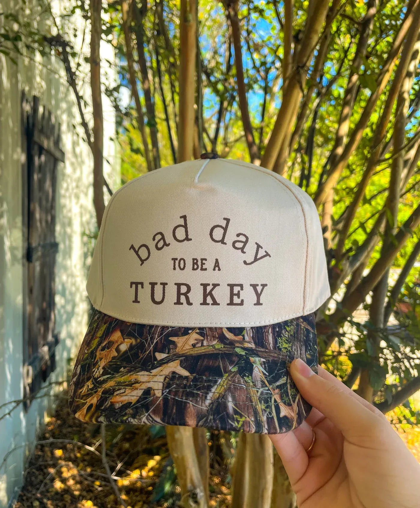 Bad Day To Be A Turkey Khaki/ Real Camo Canvas Trucker by Southern Bliss Company