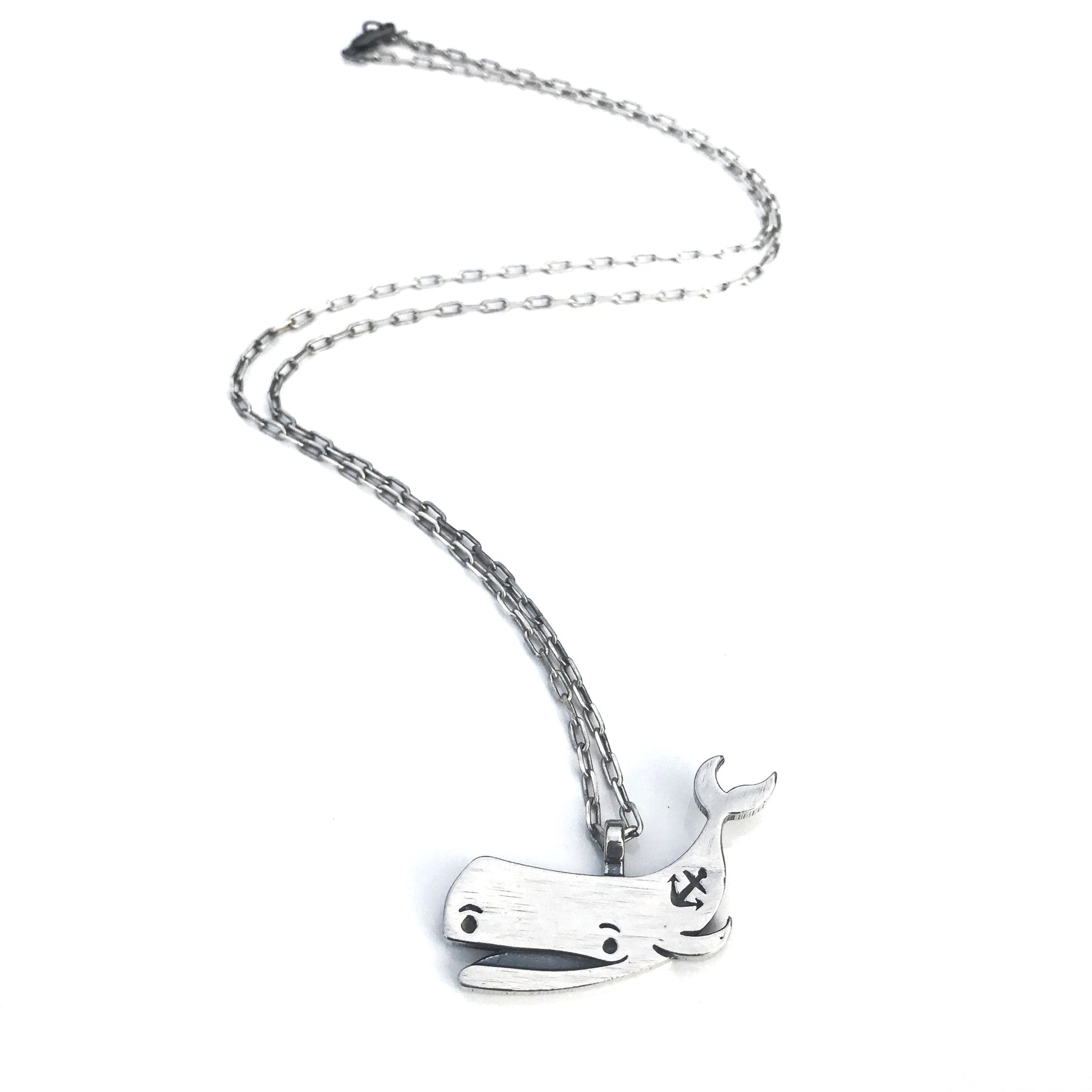 PEACE Old Soul Whale Necklace - Sterling Silver by Forged By Fire — view 3 of 4