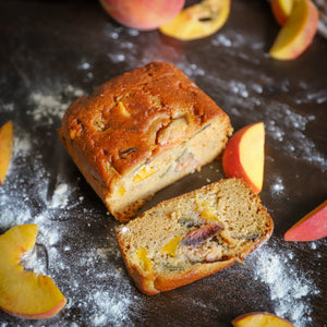 Virginia Peach Cobbler Cake detail view by Two and a Half Irishmen - Traditional Irish Baking