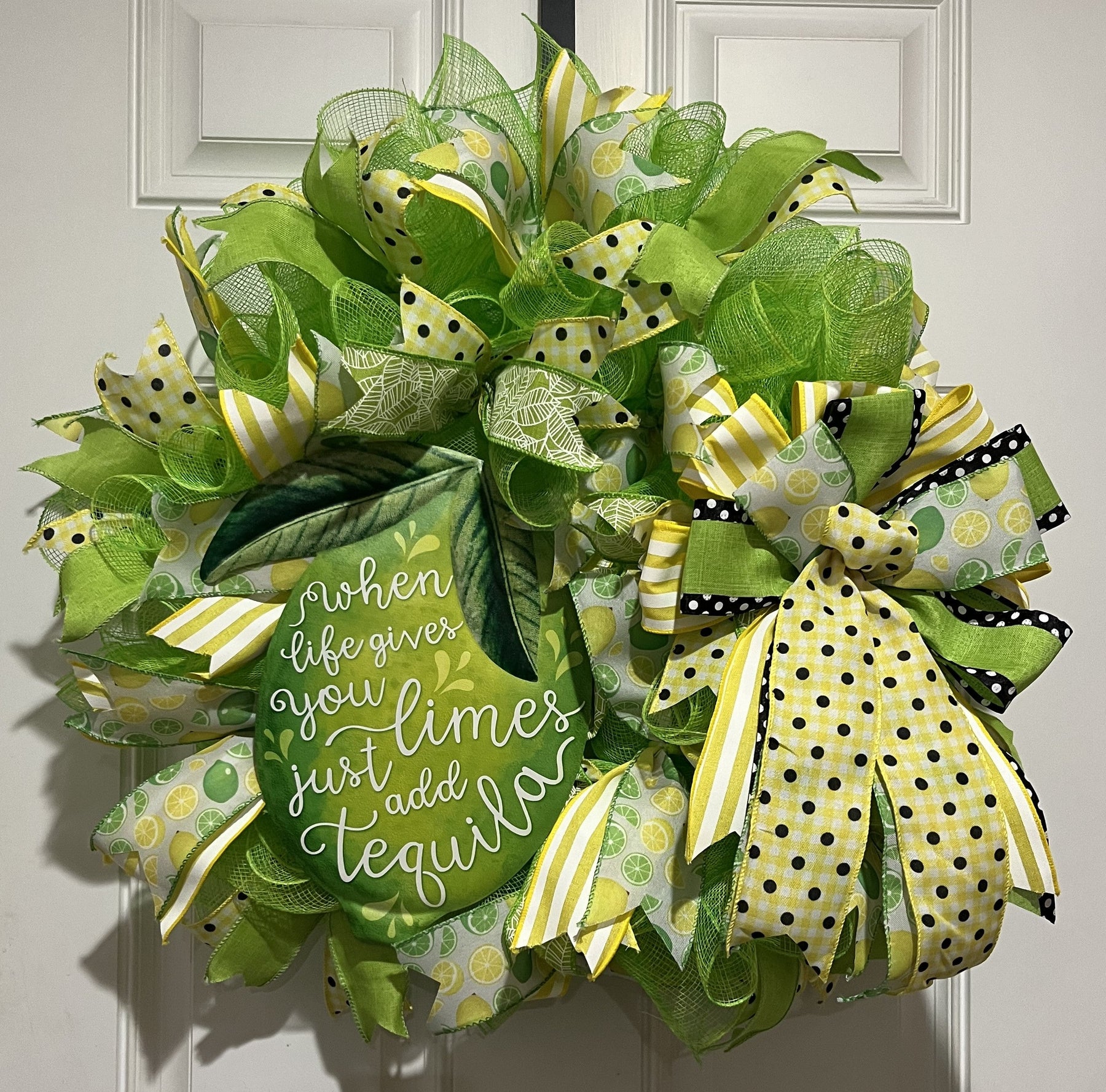 When Life Gives You Limes Just Add Tequila Wreath | Summer Margarita Door Wreath | Lime Front Door Decor | Fiesta Farmhouse