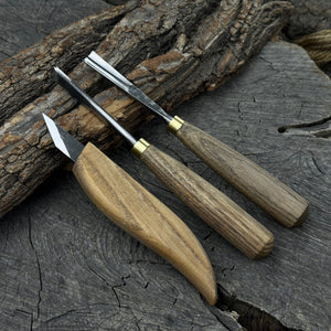 3-Piece Wood Carving Tool Set – For Geometric, Detail & Relief Carving by Sharky Forged Steel Tools
