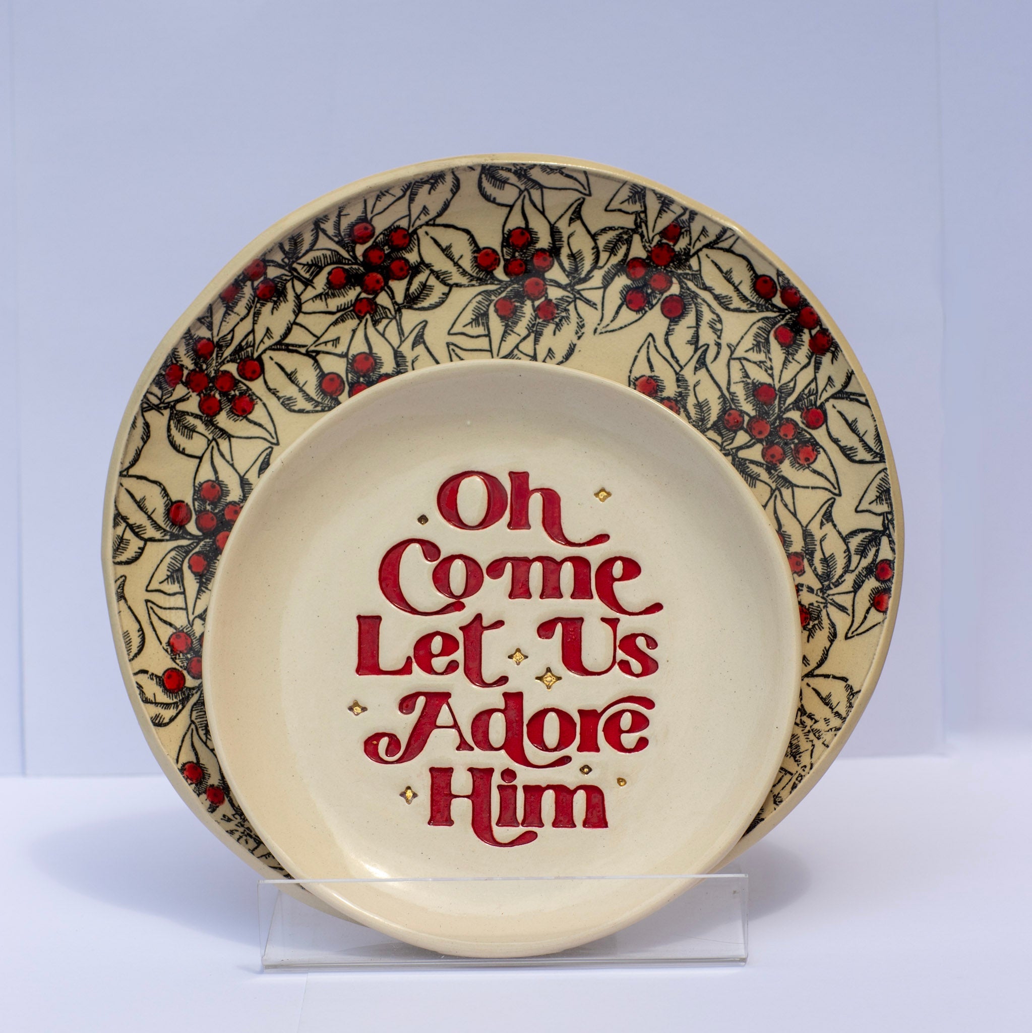 Prodigal Pottery O Come Let Us Adore Him Plate — product view 2