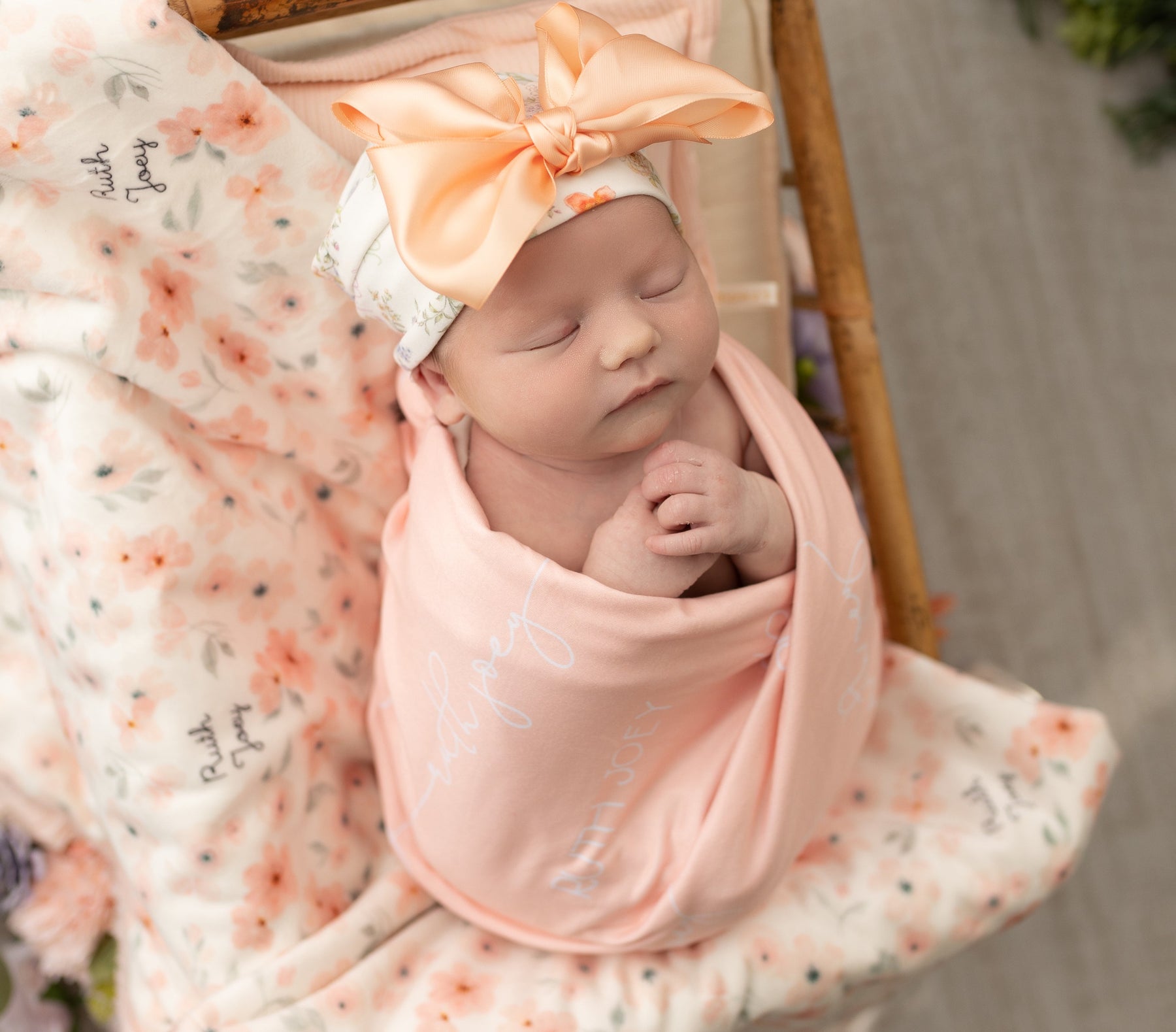 Peach Blossom Personalized Minky Baby Blanket by AGreatBaby — view 4 of 5
