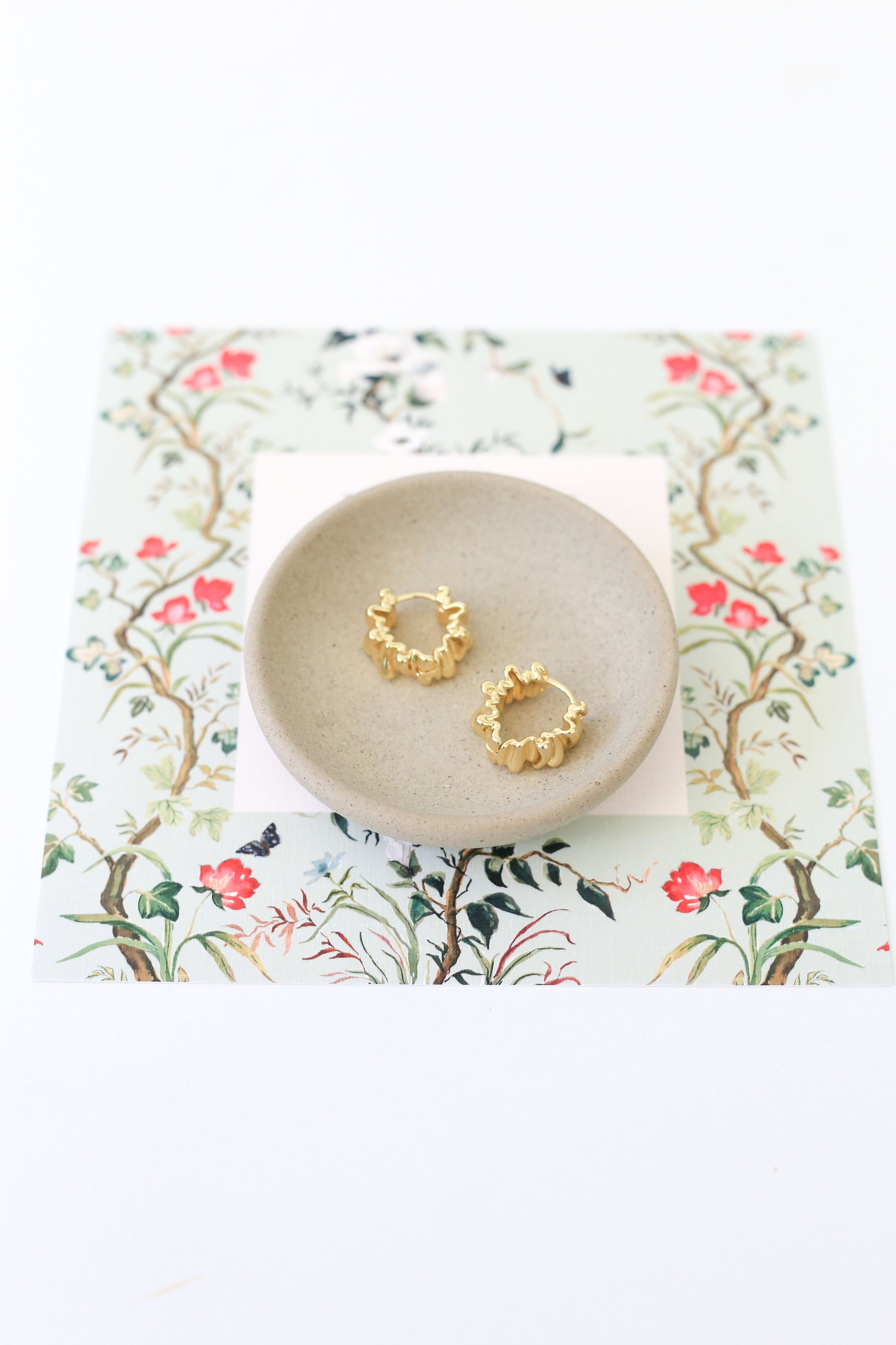 The Rylee Folded Small Gold Plated Hoop Earrings detail view by London Crafted
