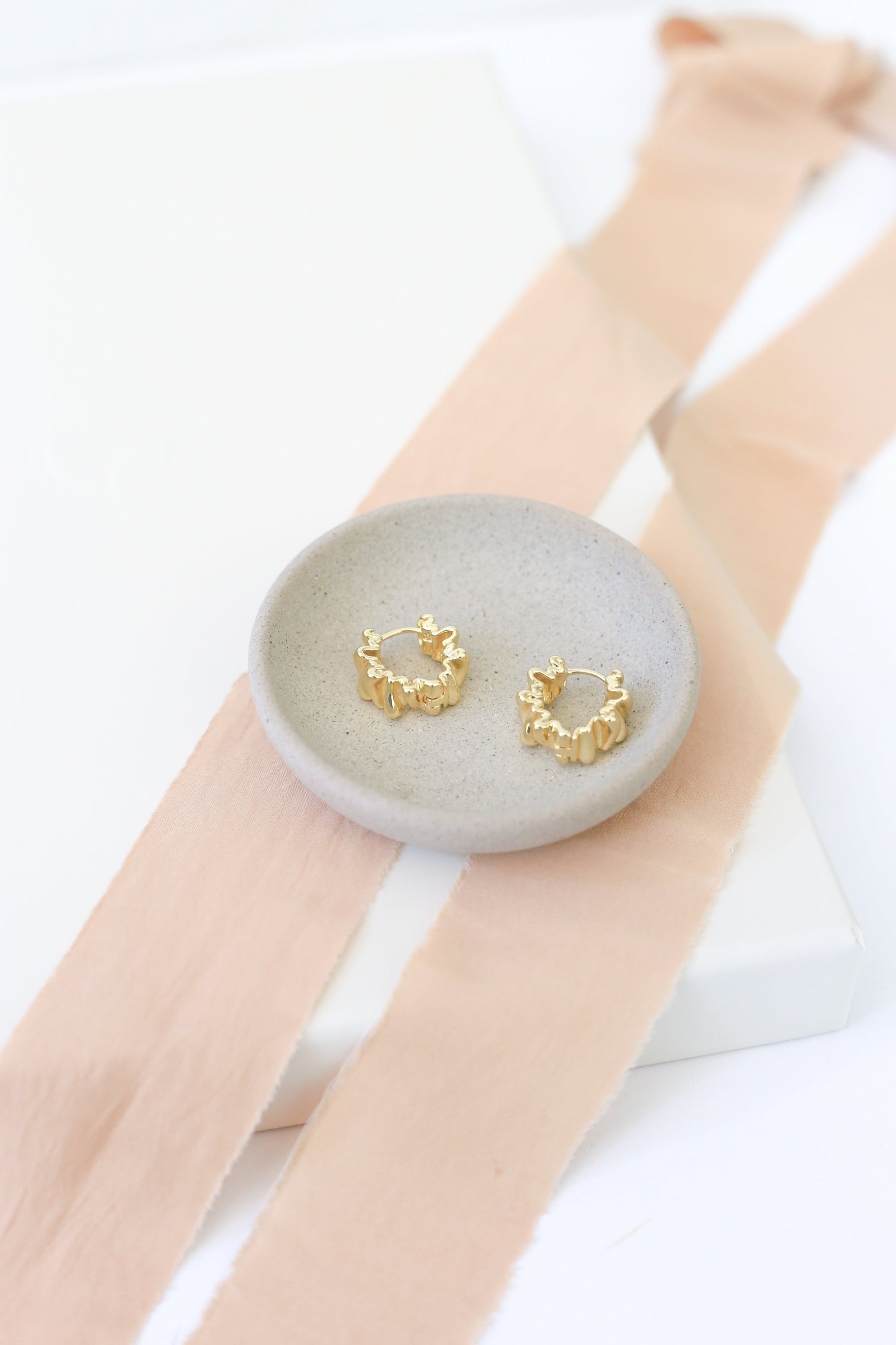 The Rylee Folded Small Gold Plated Hoop Earrings detail view by London Crafted