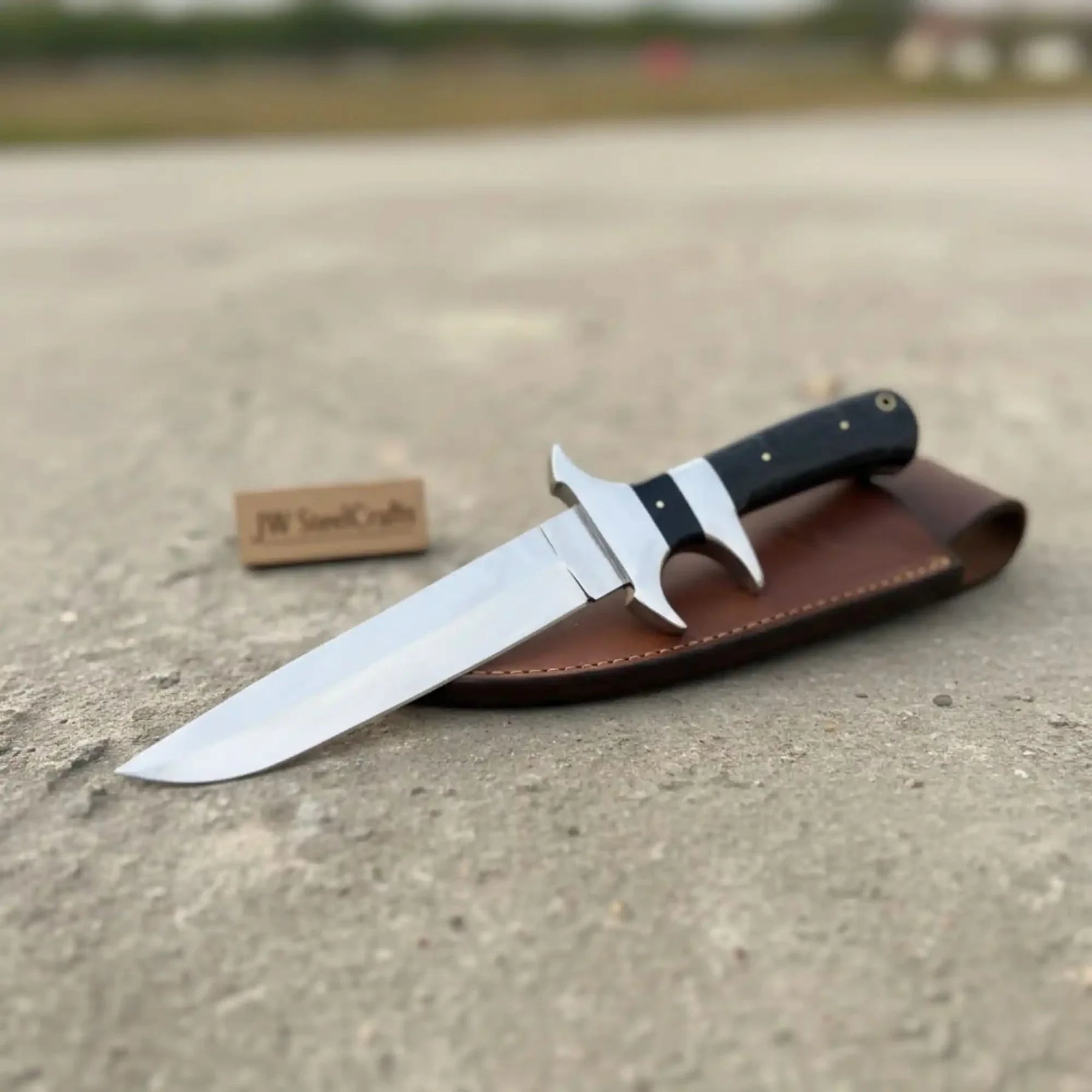 Dirk Knife Single Edge Blade | Scottish Style Fighting Knife by JW SteelCrafts, Damascus knife main product photo