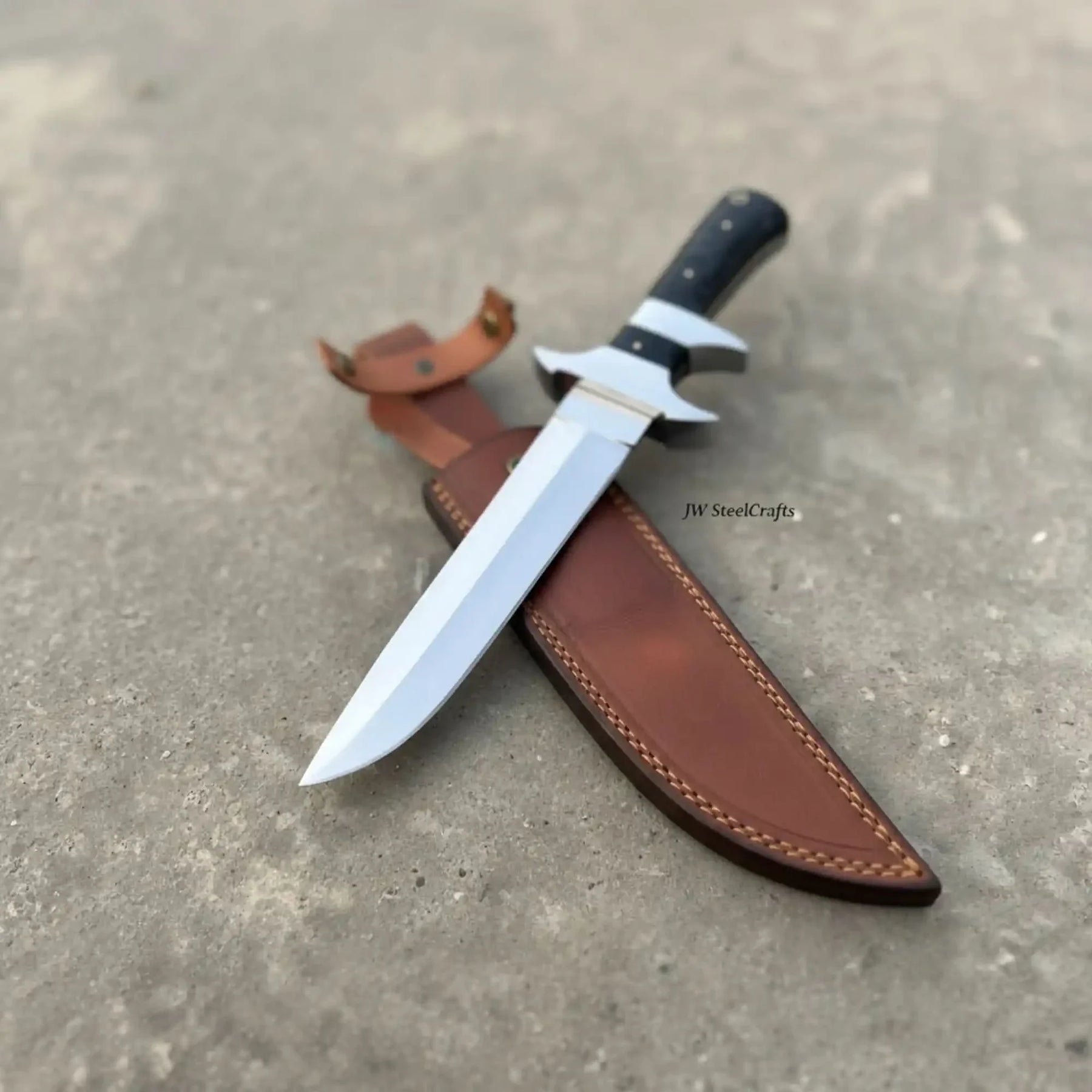 Dirk Knife Single Edge Blade | Scottish Style Fighting Knife by JW SteelCrafts, Damascus knife detail photo 2